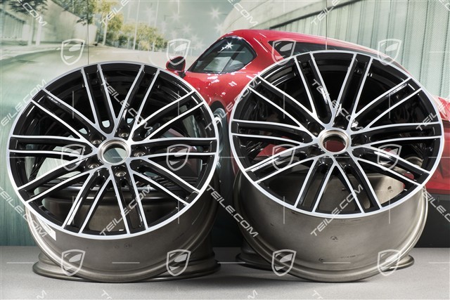 20" komplet felg Turbo IV, 8,5J x 20 ET49 + 11,5J x 20 ET56, czarny wysoki połysk