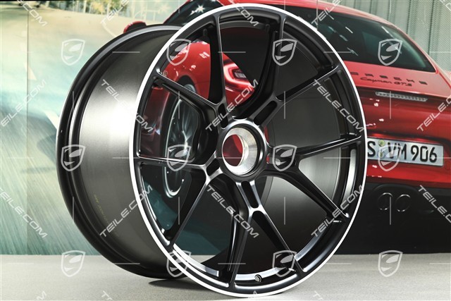 20"+21" GT3 Felgen Satz, 9,5J x 20 ET46 + 12J x 21 ET45, in Schwarz Seidenmatt, Rand in Weiß