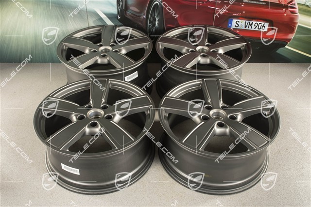 20-inch wheel rim set, Cayenne Sport Classic Comfort, 9J x 20 ET50 + 10,5J x 20 ET55, Platinum satin-matt