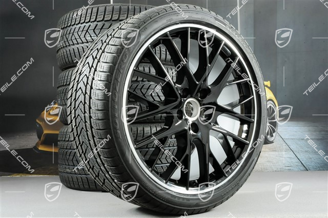 21" Winterräder Satz "SportDesign", Felgen 9,5 J x 21 ET71 + 10,5 J x 21 ET71 + NEUE Pirelli Sottozero III Winterreifen 275/35 R21 + 315/30 R21, Felgenstern in Schwarz Hochglanz