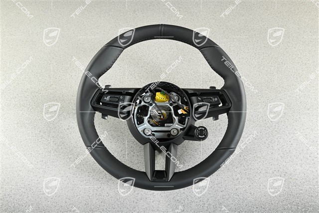 Sportlenkrad, Multifunktionslenkrad, 3-Speichen, Leder Schwarz / Sport Chrono