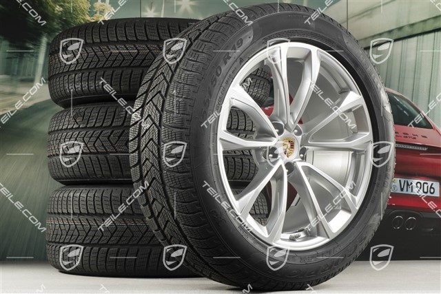 19" "Macan Design" Winterräder Satz, Felgen 8,5J x 19 ET21 + 9J x 19 ET21 + NEUE Pirelli Winterreifen 235/55 R19 + 255/50 R19, mit RDK-Sensoren
