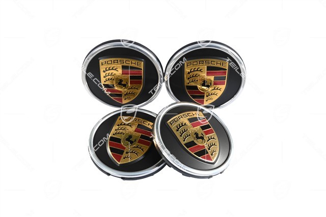 Radzierdeckel Satz, Wappen farbig, schwarz seidenmatt