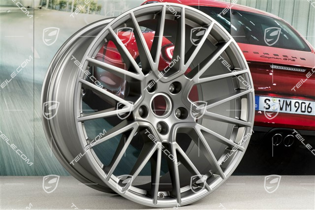 21-inch wheel rim set Cayenne RS Spyder, 11J x 21 ET49 + 9,5J x 21 ET46, for Cayenne Coupe, Platinum satin matt