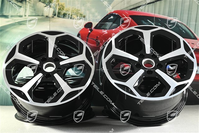 20-inch Taycan Offroad Design wheel rim set, 9J x 20 ET54 + 11J x 20 ET60, black high gloss + glossy Surface
