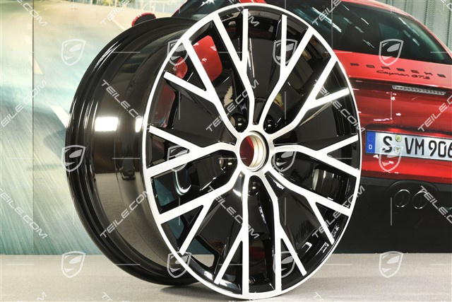 20" Felge Taycan Turbo S Aero Design, 9J x 20 ET54, schwarz hochglanz mit glanzgedrehter Stirnfläche