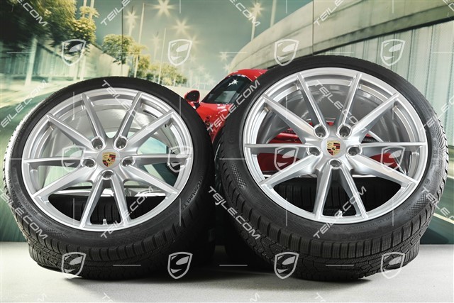 20"+21" Carrera S Winterräder Satz, Felgen 8,5J x 20 ET53 + 11J x 21 ET66 + Continental Winterreifen 245/35 R20 + 295/30 R21, mit RDK-Sensoren