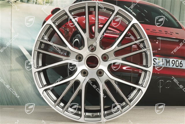 21" Felgensatz Panamera Exclusive Design Sport, 9,5J x 21 ET71 + 10,5J x 21 ET71, in Platinsilber-Metallic