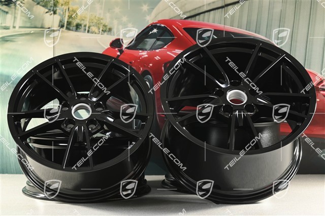 19+20" wheel rim set Carrera, rims: front 8,5J x 19 ET52 + rear 11,5J x 20 ET67, black high gloss