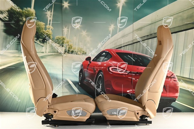 Seats, electrically adjustable, leatherette, beige, set  (L+R)