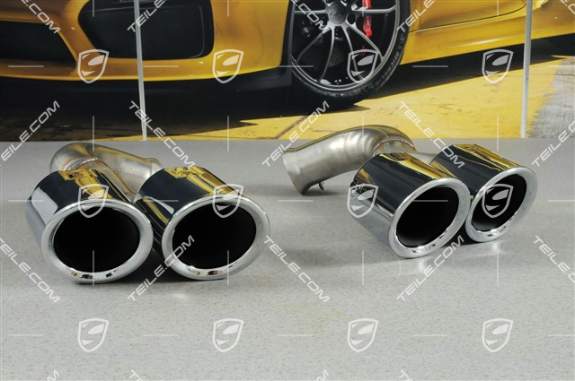 Sportowe końcówki rur wydechowych, srebrne, zestaw L+R