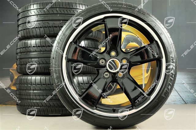 20" Sport Classic summer wheels set, black glossy, rims 9,5J x 20 ET65 + 11,5 x 20 ET63 + NEW Michelin summer tyres 255/40 ZR20 + 295/35 ZR20, without TPM