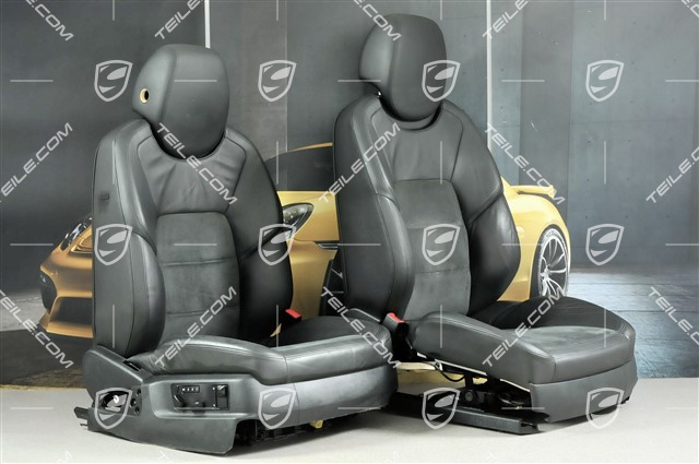 GTS Fotele sportowe, czarna skóra + Alcantara®, komplet L+R
