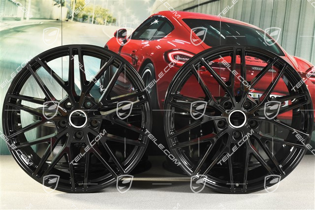 21-inch wheel rim set Cayenne RS Spyder Design, 11J x 21 ET49 + 9,5J x 21 ET46, black high gloss