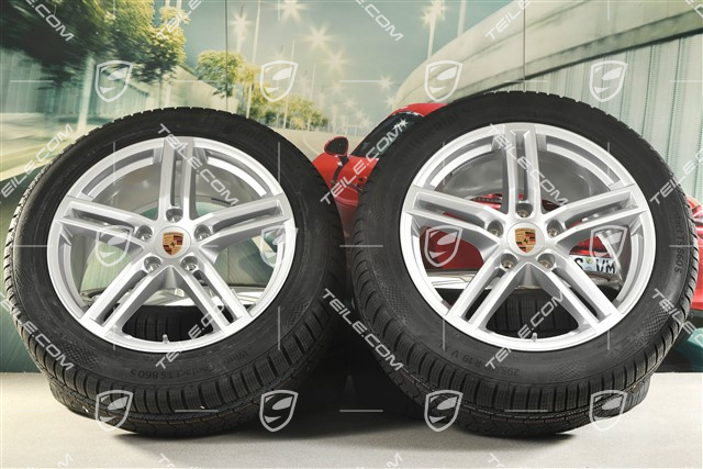 19" Panamera Winterräder Satz, Felgen 9J x 19 ET64 + 10,5J x 19 ET62 + NEUE Continental Winter Contact TS860 S Winterreifen 265/45 R19 + 295/40 R19, in Silber
