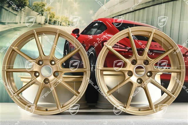 20-inch "Spyder" / "718 Sport" wheel rim set, rims 8,5J x 20 ET57 + 10,5J x 20 ET47, Aurum satin mat