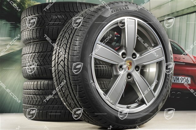 20" koła zimowe Cayenne Sport Classic Komfort, komplet, felgi 9J x 20 ET50 + 10,5J x 20 ET64 + NOWE opony zimowe Pirelli 275/45 R20 + 305/40 R20, z czujnikami ciśnienia