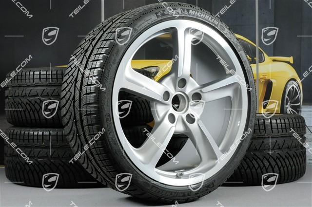 20" Cayman GT4 SportTechno Winterräder Satz, Felgen 8,5J x 20 ET57 + 10J x 20 ET50 + NEUE Michelin Winterreifen 235/35 R20 + 275/30 R20, mit RDK-Sensoren