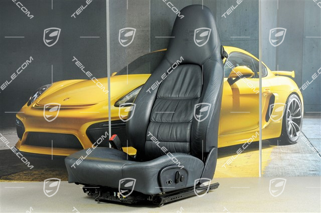Seat, el adjustable, leather, Metropole blue, Draped, Porsche crest, L
