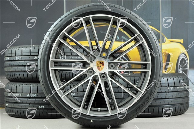 20" Turbo IV Sommerräder Satz, Felgen 8,5J x 20 ET57 + 10,5J x 20 ET47 + NEUE Pirelli Sommerreifen 235/35 ZR20 + 265/35 ZR20, mit RDK-Sensoren