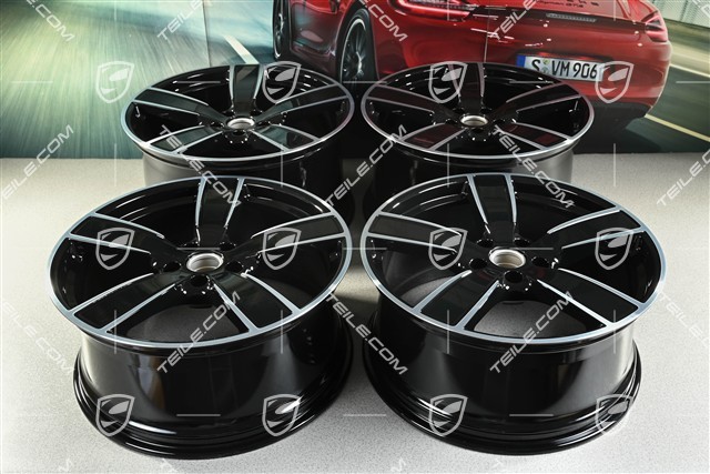 22" Cayenne Coupé komplet felg Sport Classic, felgi 10J x 22 ET48 + 11,5J x 22 ET52, czarny wysoki połysk