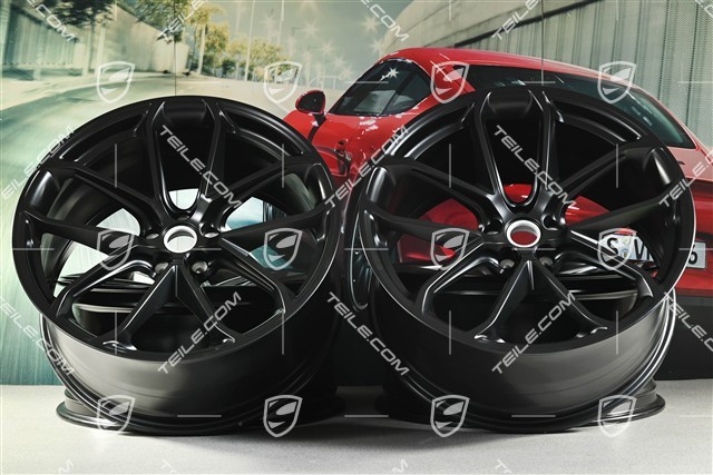 21" GT Design Felgensatz, 9,5J x 21 ET27 + 10J x 21 ET19, schwarz seidenmatt