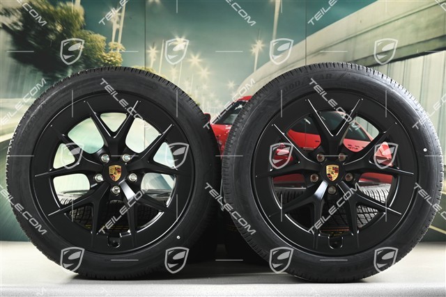 21" Cayenne RS Spyder Design winter wheel set, wheel rims 9,5J x 21 ET16 + 11J x 21 ET37 + NEW Goodyear UltraGrip Performance 3 SUV winter tyres 275/45 R21 + 315/40 R21, black satin matt