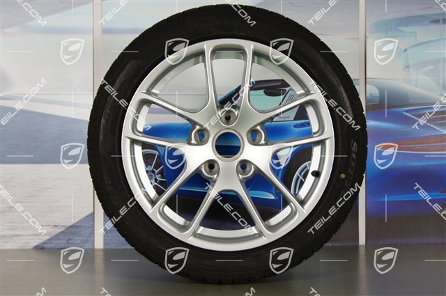 18-inch winter wheels set "Cayman", rims 8J x 18 ET57 + 9J x 18 ET47 + NEW winter tyres Pirelli SottoZero2 N0 235/45 R18 + 265/45 R18, with TPM sensors