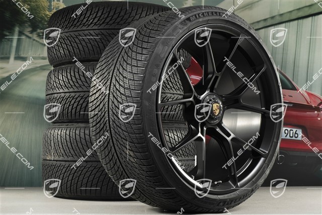 20"+21" GT3 / GT3RS winter wheels, complete set, centre-mounted rims 9J x 20 ET43 + 11.5J x 21 ET46 + NEW Michelin winter tyres 245/35 R20 + 305/30 R21, black satin matt