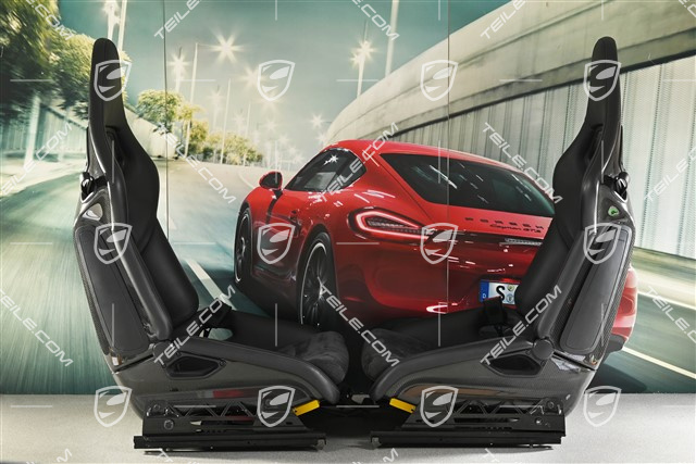 Sportowe fotele kubełkowe, składane, czarna skóra/Alcantara, L+R