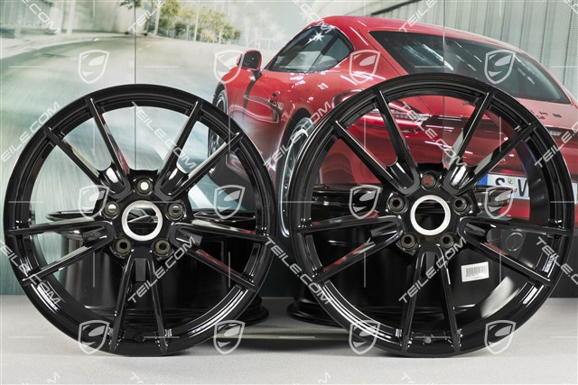 19+20" wheel rim set Carrera, rims: front 8,5J x 19 ET52 + rear 11J x 20 ET66, black high gloss