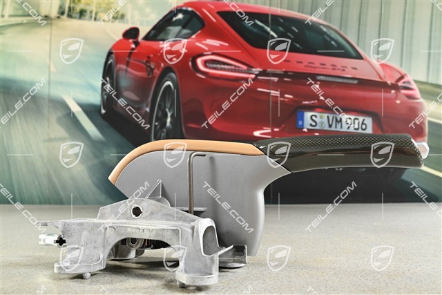 Handbremshebel komplett, Carbon, Leder, Sandbeige