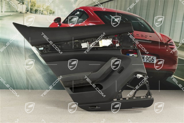 4 GTS, Türverkleidung, Hinten, Leder Alcantara, Schwarz / Silber, L