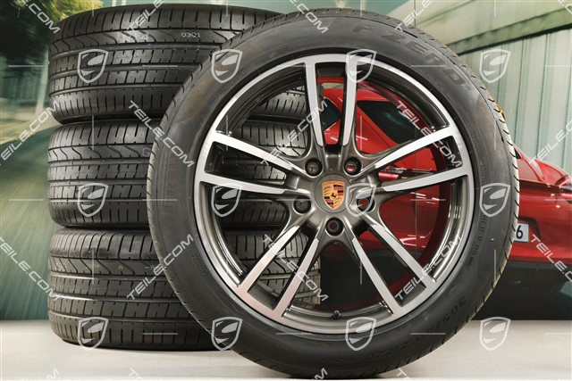 20" koła letnie Cayenne Sport, komplet, felgi 9J x 20 ET50 + 10,5J x 20 ET64 + opony letnie Pirelli 275/45 R20 + 305/40 R20, z czujnikami ciśnienia