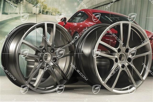 20-inch Cayenne Sport COUPE Design wheel rim set, 10,5J x 20 ET55 + 9J x 20 ET50, Platinum satin-mat