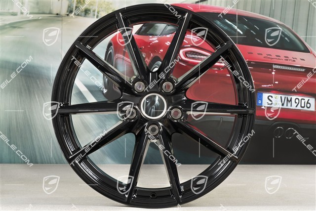 20+21-inch wheel rim set Carrera S, rims: front 8,5Jx20 ET53+ rear 11J x 21 ET66 in black high gloss