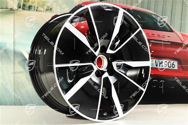21-inch Macan Turbo wheel rim set, 8,5J x 21 ET27 + 10,5J x 21 ET47, black high gloss