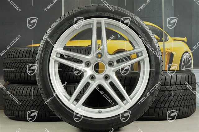 19" Winterräder Satz "Carrera", Felgen 8,5J x 19 ET50 + 11J x 19 ET77 + NEUE Continental WinterContact TS 830P Winterreifen 235/40 R19 + 295/35 R19