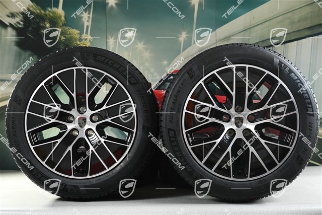 20-inch Macan S winter wheel set, rims 7,5J x 20 ET32 + 10J x 20 ET49 + NEW Michelin winter tyres 235/55 R20 + 285/45 R20, black high gloss