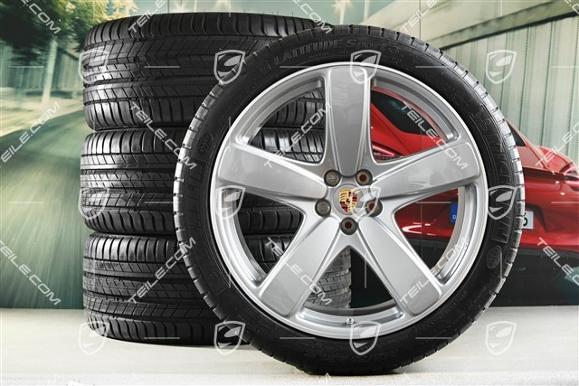 21" "Sport Classic" GT-Silbermetallic koła letnie komplet, felgi 9J x 21 ET26 + 10J x 21 ET19 + NOWE opony 265/40 R 21 + 295/35 R 21, z czujnikami ciśnienia