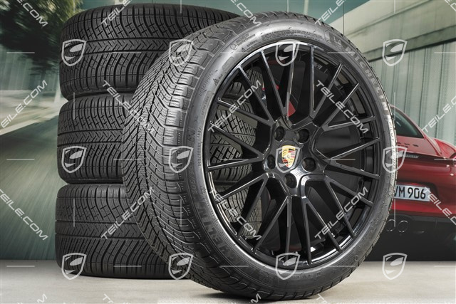 21" Cayenne COUPÉ RS Spyder Winterräder Satz, Felgen 9,5J x 21 ET46 + 11,0J x 21 ET49 + NEUE Michelin Pilot Alpin 5 275/40 R21 + 305/35 R21, mit RDK-Sensoren, schwarz hochglanz