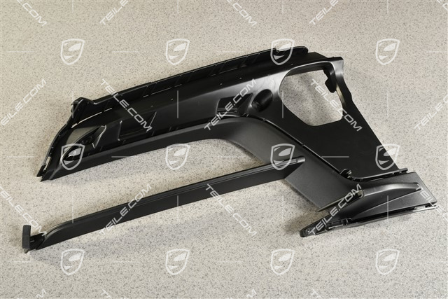 Front bumper Cover trim, Black matte, L