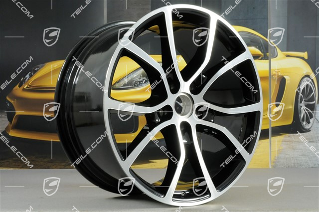 21" Felgensatz Cayenne ExclusiveDesign, 11J x 21 ET58 + 9,5J x 21 ET46, Tiefschwarz Metallic