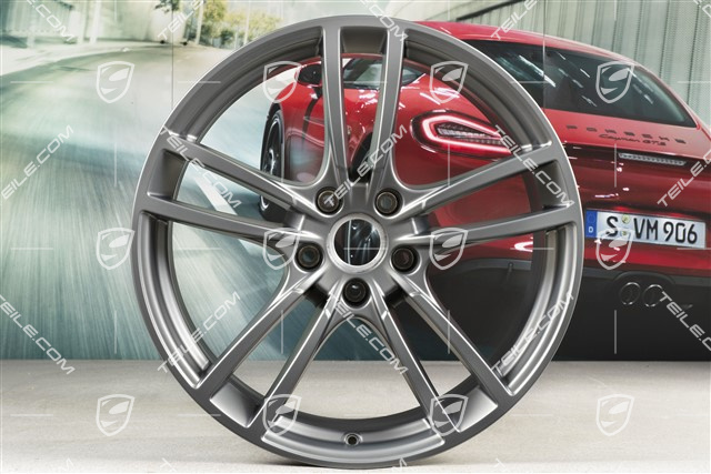 21-inch wheel rim set Cayenne Turbo, 11J x 21 ET58 + 9,5J x 21 ET46, Platinum Satin Matt