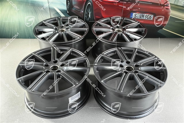 20" Komplet felg Panamera Turbo, 9,5J x 20 ET71 + 10,5J x 20 ET71, Adamantium