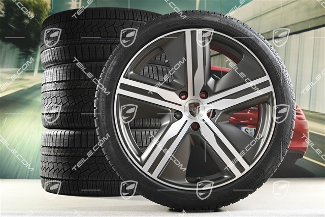 22-inch Macan Exclusive Design winter wheel set, rims 9J x 22 ET29 + 11J x 22 ET47 + Continental winter tyres 255/40 R22 + 295/35 R22, Turbonit