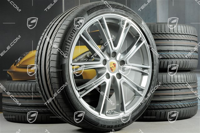 21" Panamera Exclusive Design Sommerräder, Felgen 9,5J x 21 ET71 + 11,5J x 21 ET69 + Continental Sommerreifen 275/35 ZR21 + 315/30 ZR21, mit RDK-Sensoren