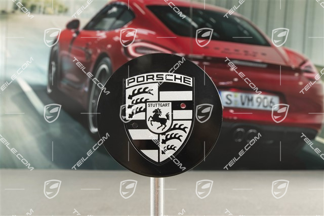 Radzierdeckel, konvex, Wappen Schwarz-Weiß, Schwarz Seidenmatt