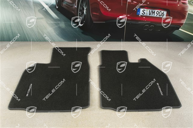 Komplet dywaników podłogowych, 2-częściowy, czarny, RHD