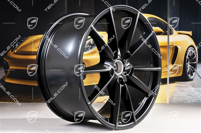 20+21" Felgensatz Carrera S, Felgen: vorne 8,5Jx20 ET53 + hinten 11J x 21 ET66 in Schwarz Seidenmatt